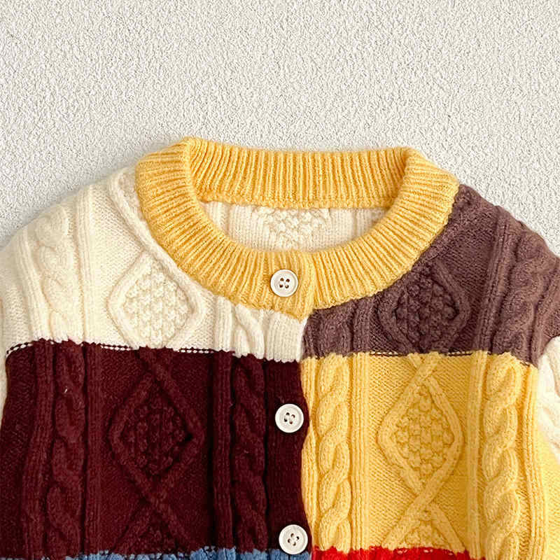 Contrast Color Knitted Children's Sweater