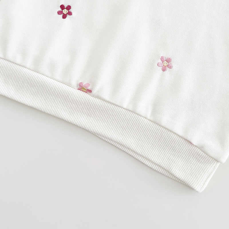 Baby Girl Flower Embroidered Sweatshirt Suit