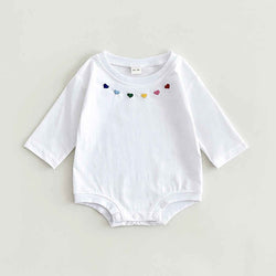 White Heart Embroidered Newborn Bodysuit