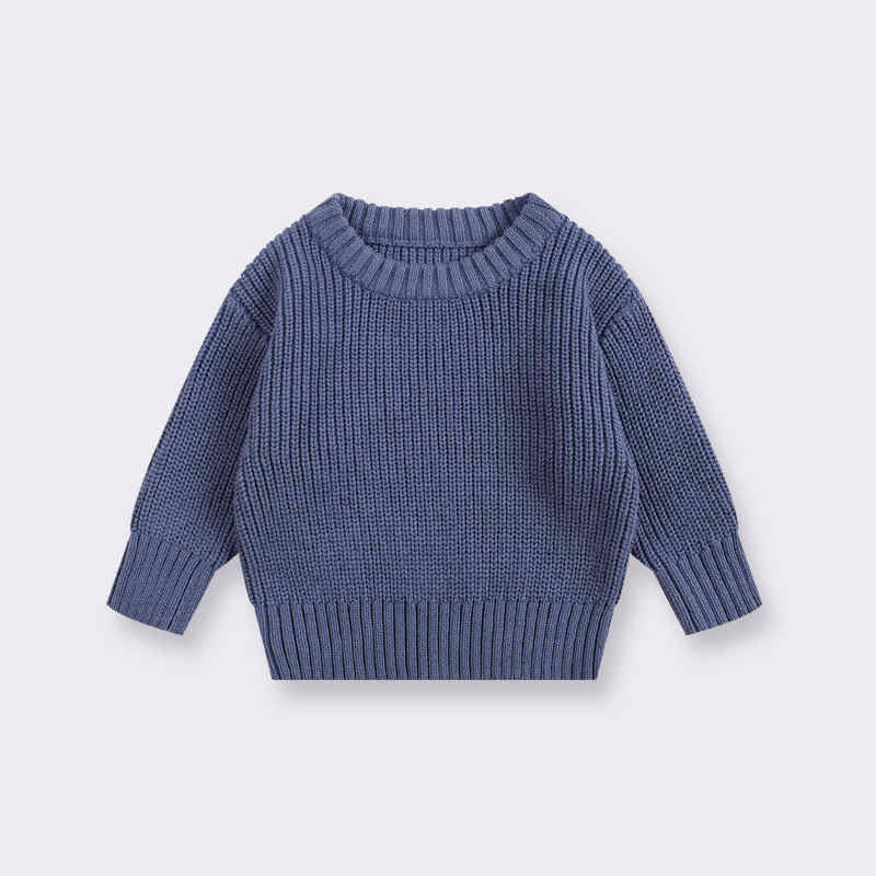 Solid Color Crew Neck Sweater for Boys and Girls