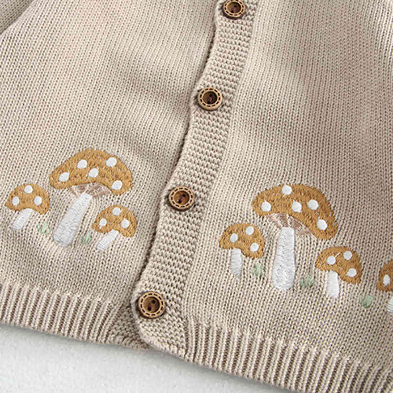 Mushroom Embroidery Children's Knitted Sweater