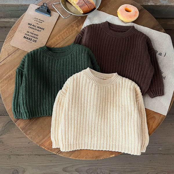 Boys and Girls Solid Color Sweater