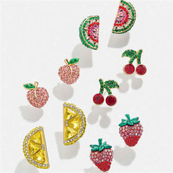 Flash Brick Fruit Stud Earrings - Watermelon Cherries