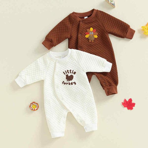 Baby Thanksgiving Turkey Embroidered Romper