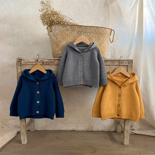 Infant and Toddler Solid Color Hooded Sweater