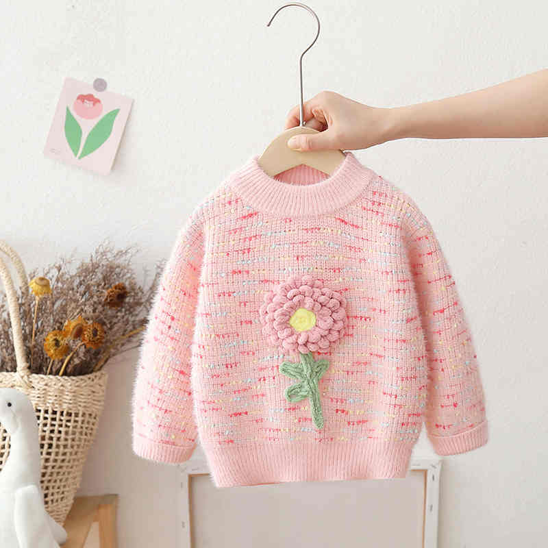 Colorful Knitted Flower Sweater