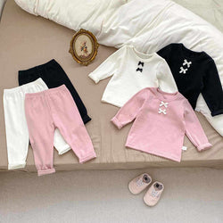 Bowknot Long Sleeve Baby Girl Home Wear Suit