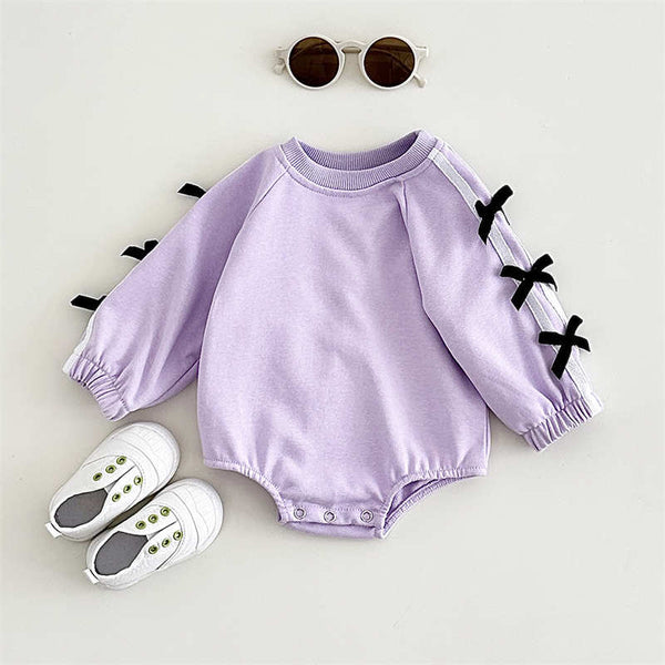 Long-sleeved Bow Triangle Romper