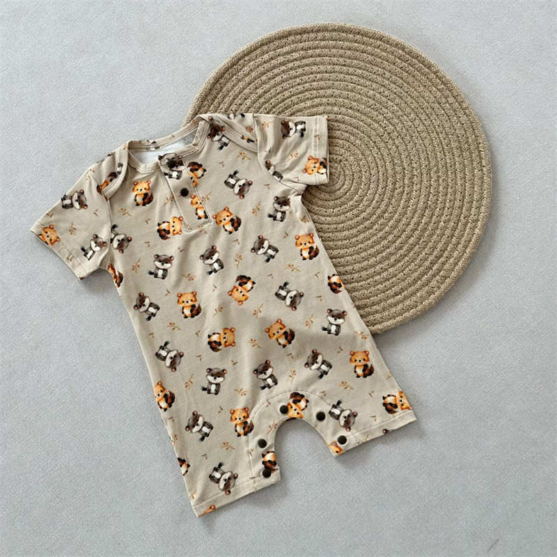 Baby Animal Print Short Sleeve Crawl Suit