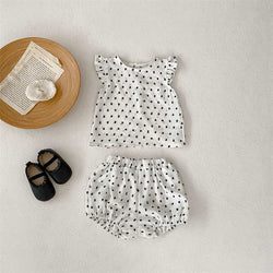 Polka Dot White Shorts Suit