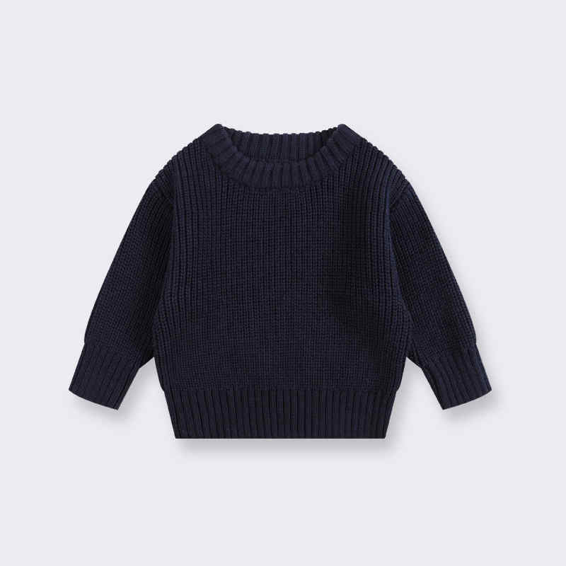 Solid Color Crew Neck Sweater for Boys and Girls