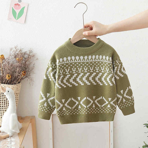 Round Neck Knitted Sweater for Boys and Girls