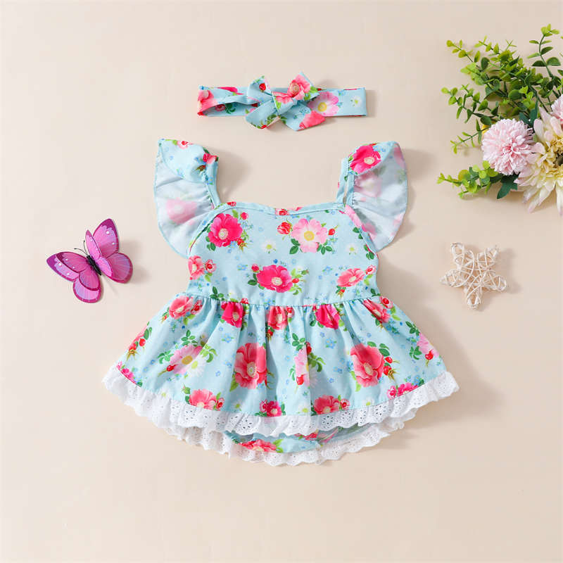 Baby Flower Backless Crawl Suit