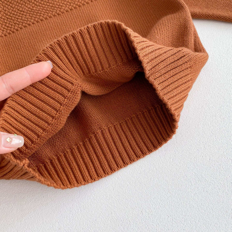 Brown Children's Knitted Pullover Top