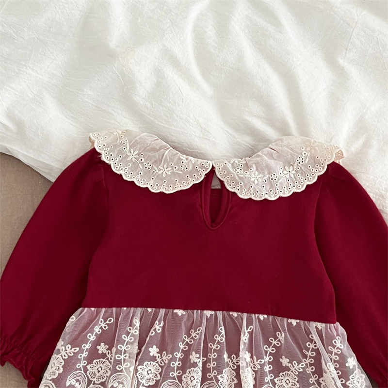 Red Newborn Baby Jumpsuit Princess Dress