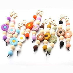 Flower Silicone Bead Keychain Car Keys Purse for Women