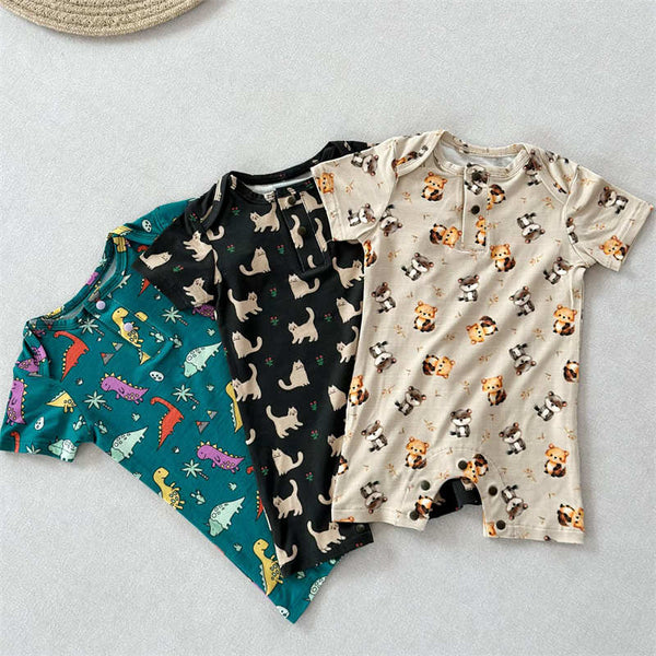 Baby Animal Print Short Sleeve Crawl Suit