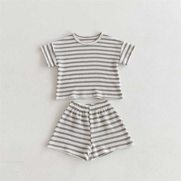 Baby Striped Short-sleeved Shorts Suit