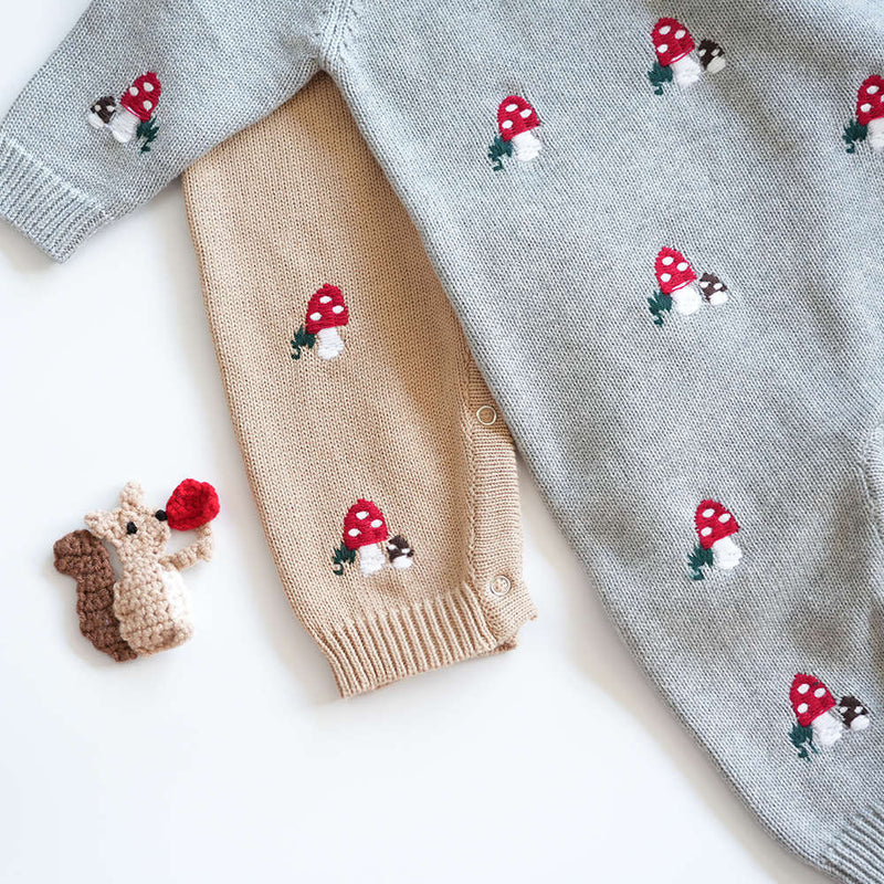 Baby Embroidered Mushroom One-piece Sweater