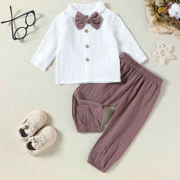 Baby Bow Tie Shirt Two Piece Set