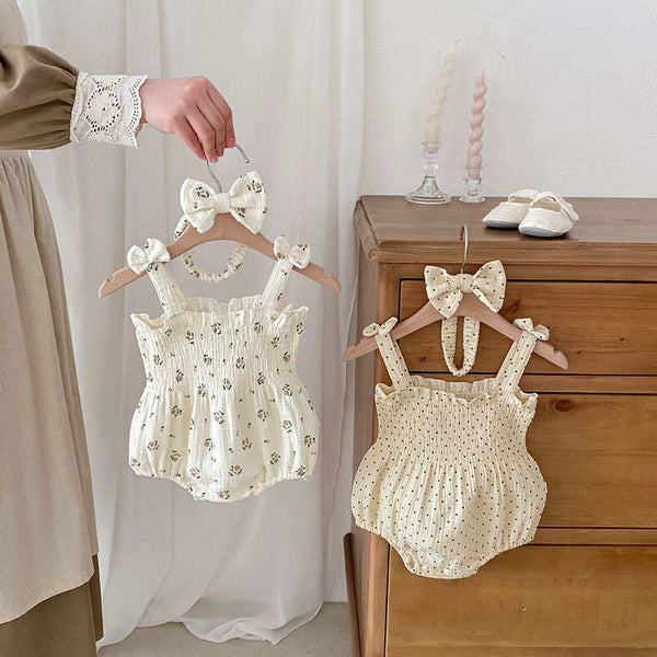 Bowknot Sling Newborn Baby Romper