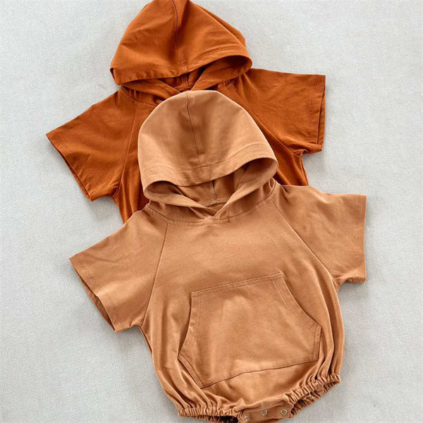 Baby Solid Color Hooded Loose Crawl Suit