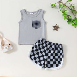 Baby Tank Top Plaid Shorts Two-piece Set