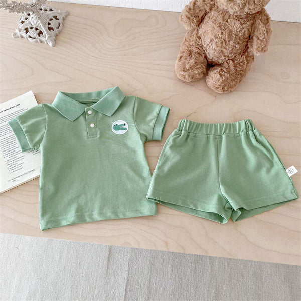 Infant and Toddler Solid Color Short-sleeved Suit