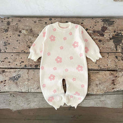 Flower Knitted Baby Girls Bodysuit