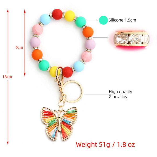 Newest Wristlet Keychain Silicon Beads Bracelet Butterfly Accessories