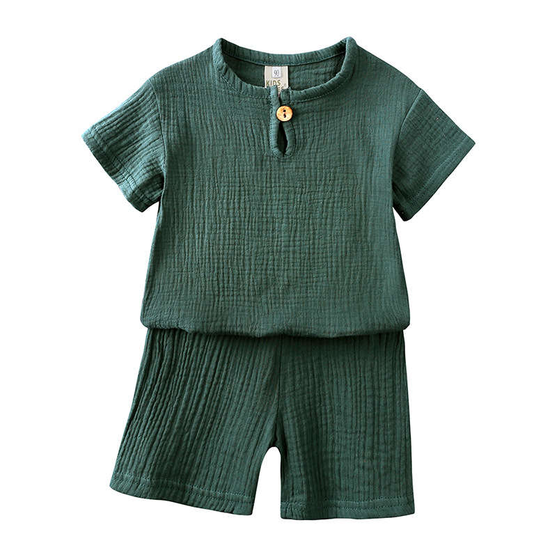 Cotton and Linen Button Short-sleeved T-shirt Suit