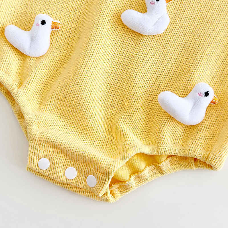 Newborn Long Sleeve Cartoon Duck Mushroom Jumpsuit