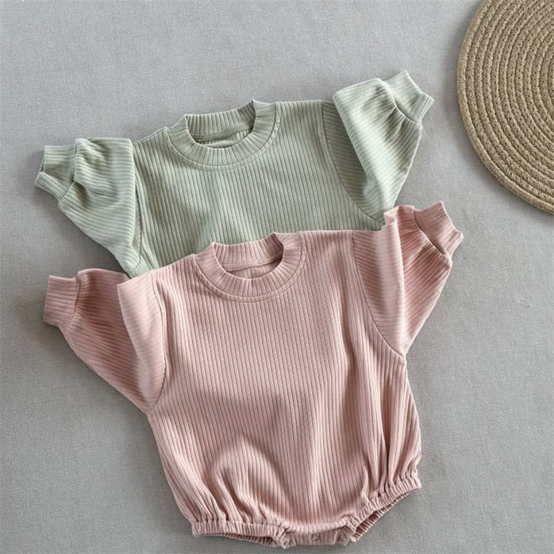 Solid Color Baby Ribbed Triangle Crawl Suit