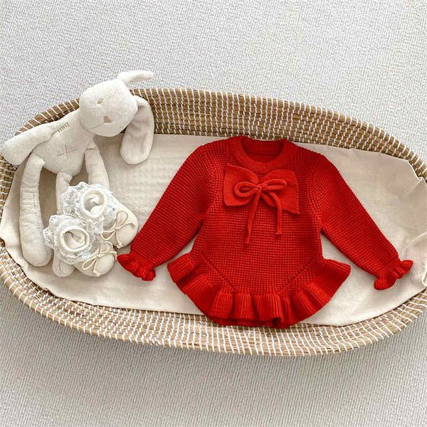 Round Neck Bow Knitted Sweater