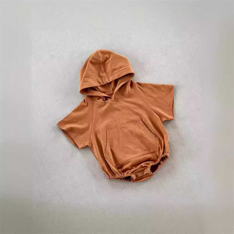 Baby Solid Color Hooded Loose Crawl Suit