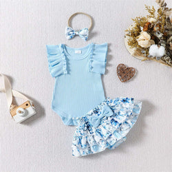 Mother Day Bow Floral Triangle Romper Suit