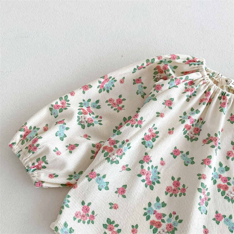 Cute Floral Long-sleeved Girls Top