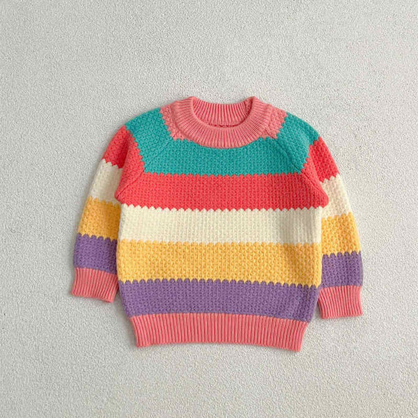 Rainbow Stripe Crewneck Sweater for Babies and Toddlers