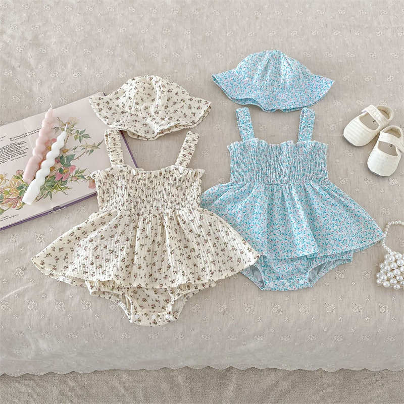 Floral Elastic Suit Spring Suspender Bodysuit