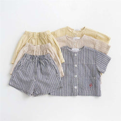 Striped Casual Cardigan Suit Kid Set