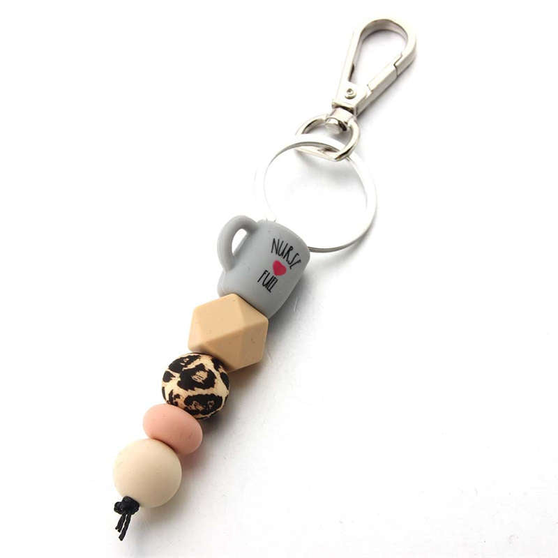 Silicone Bead Coffee Cup Keychain