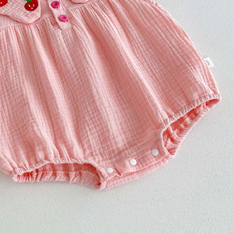 Pink Strawberry Bow Romper