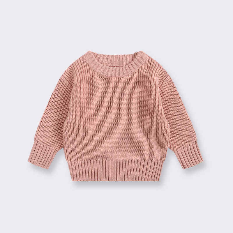 Solid Color Crew Neck Sweater for Boys and Girls