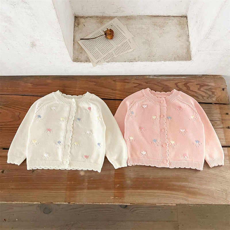 Flower Embroidered Baby Sweater