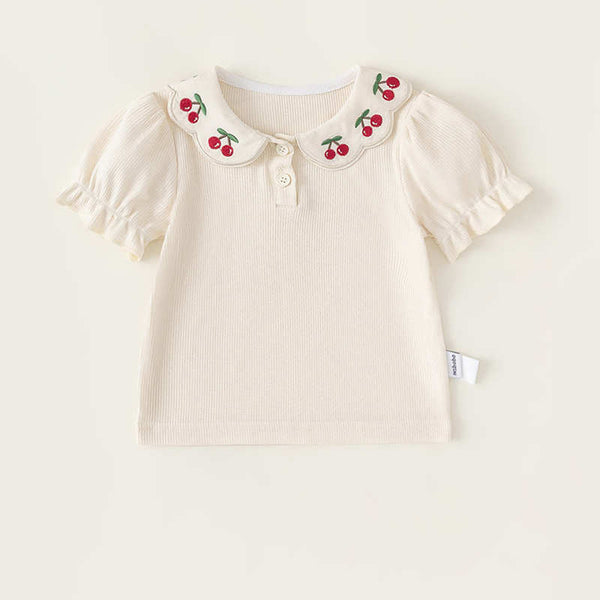 Girls Cherry Embroidery Top