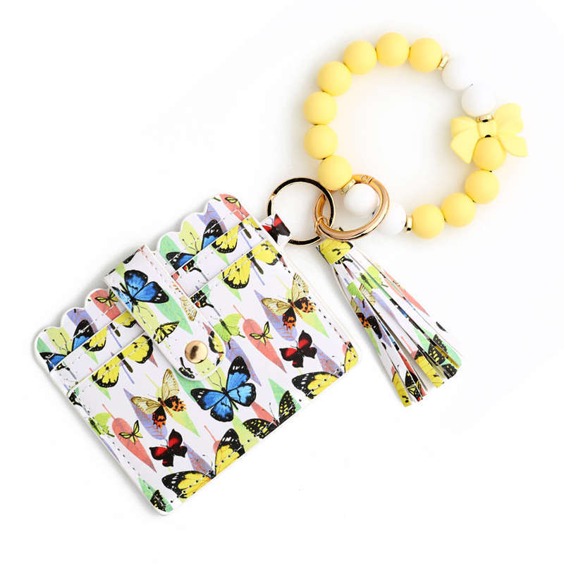 Butterfly Credit Card Holder Holder Wristlet Bracelet Keychain for Women