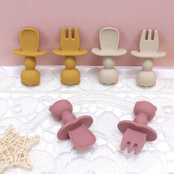 Baby Cartoon Silicone Spoon Fork Set