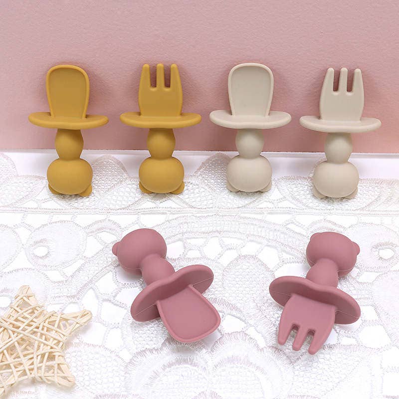 Baby Cartoon Silicone Spoon Fork Set