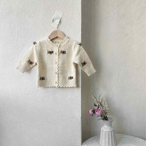 Baby Handmade Flower Cardigan Sweater