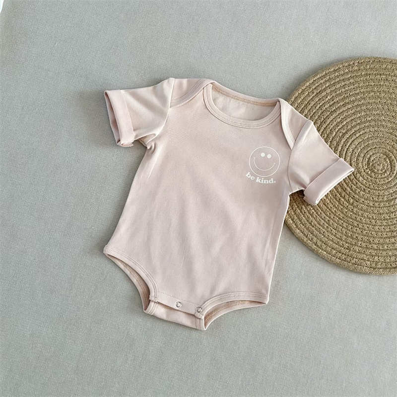 Newborn Solid Color Short-sleeved Crawl Suit